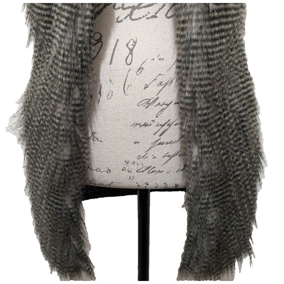 WHBM Sweater XS Faux Fur Open Front Knit Back Fur Front Mob Wife - Picture 5 of 12